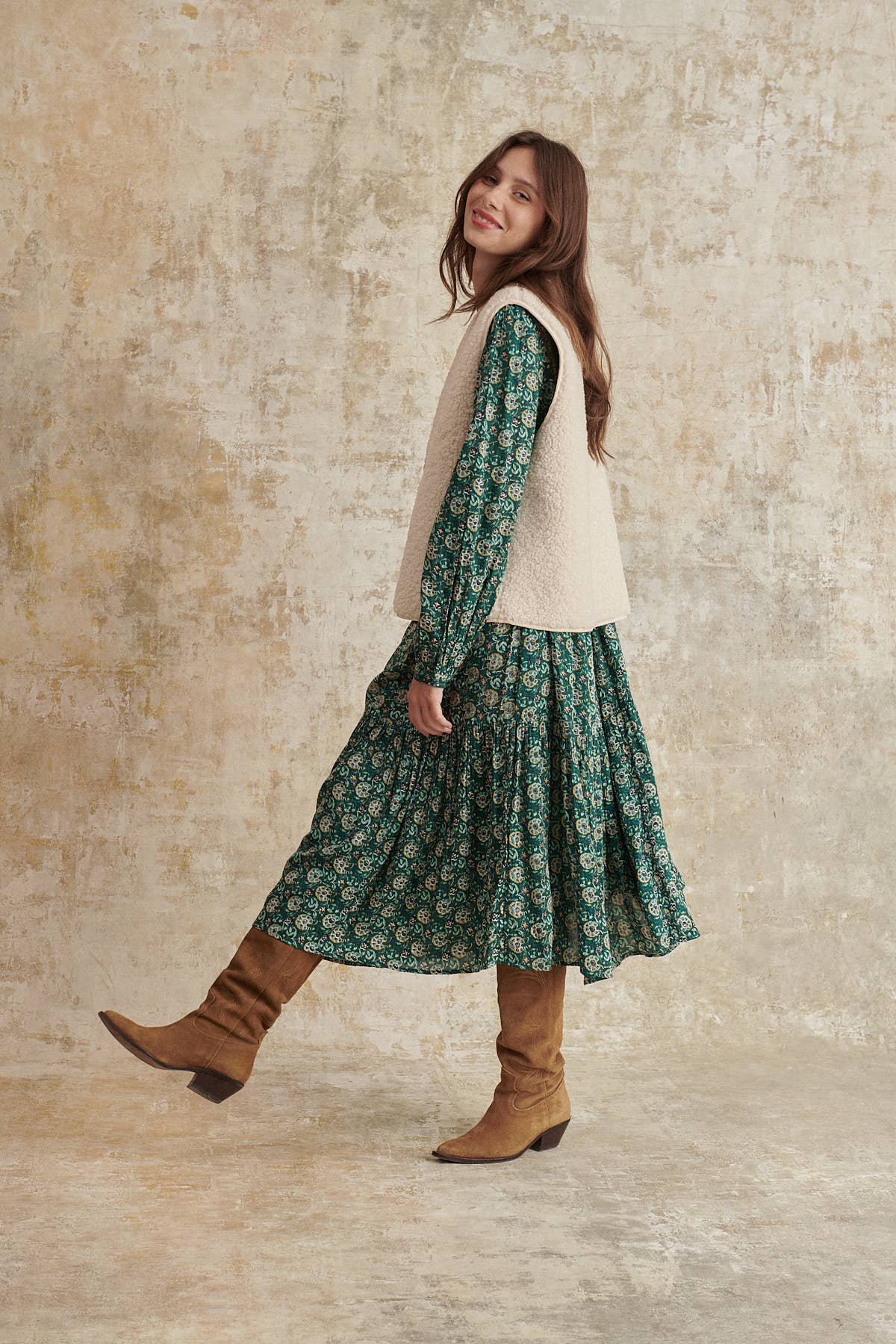 Hey PAULA long sleeve printed midi dress