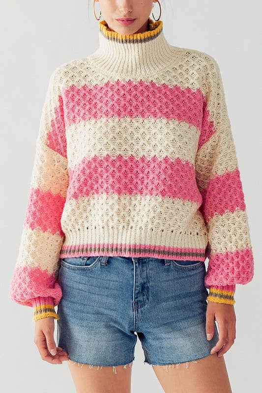 Just Stripin' Puff Sleeve Sweater